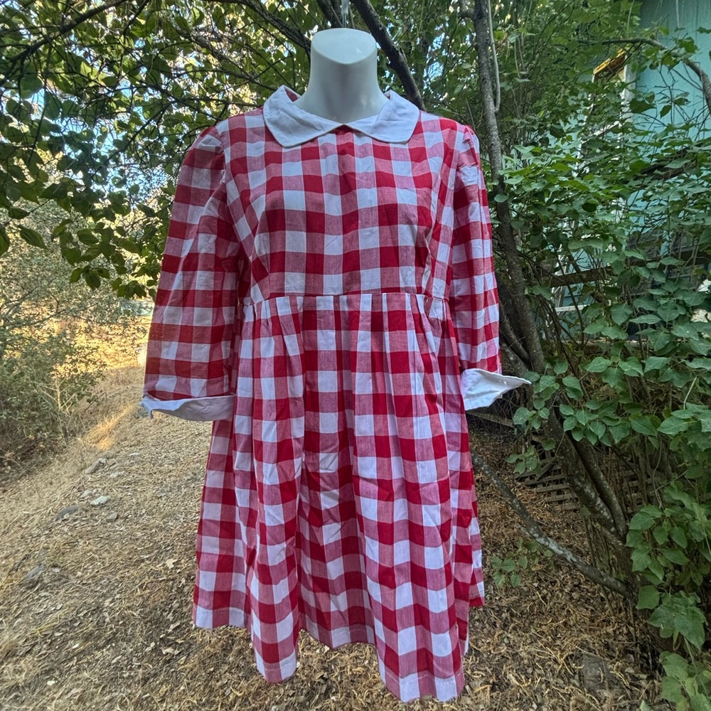 Red and White Gingham Babydoll Dress